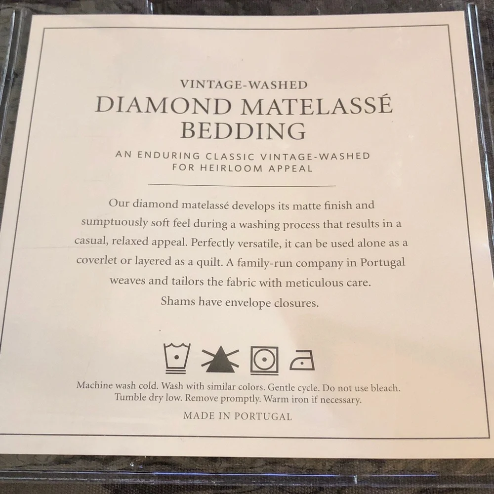 Restoration Hardware Diamond Matelasse Euro Sham